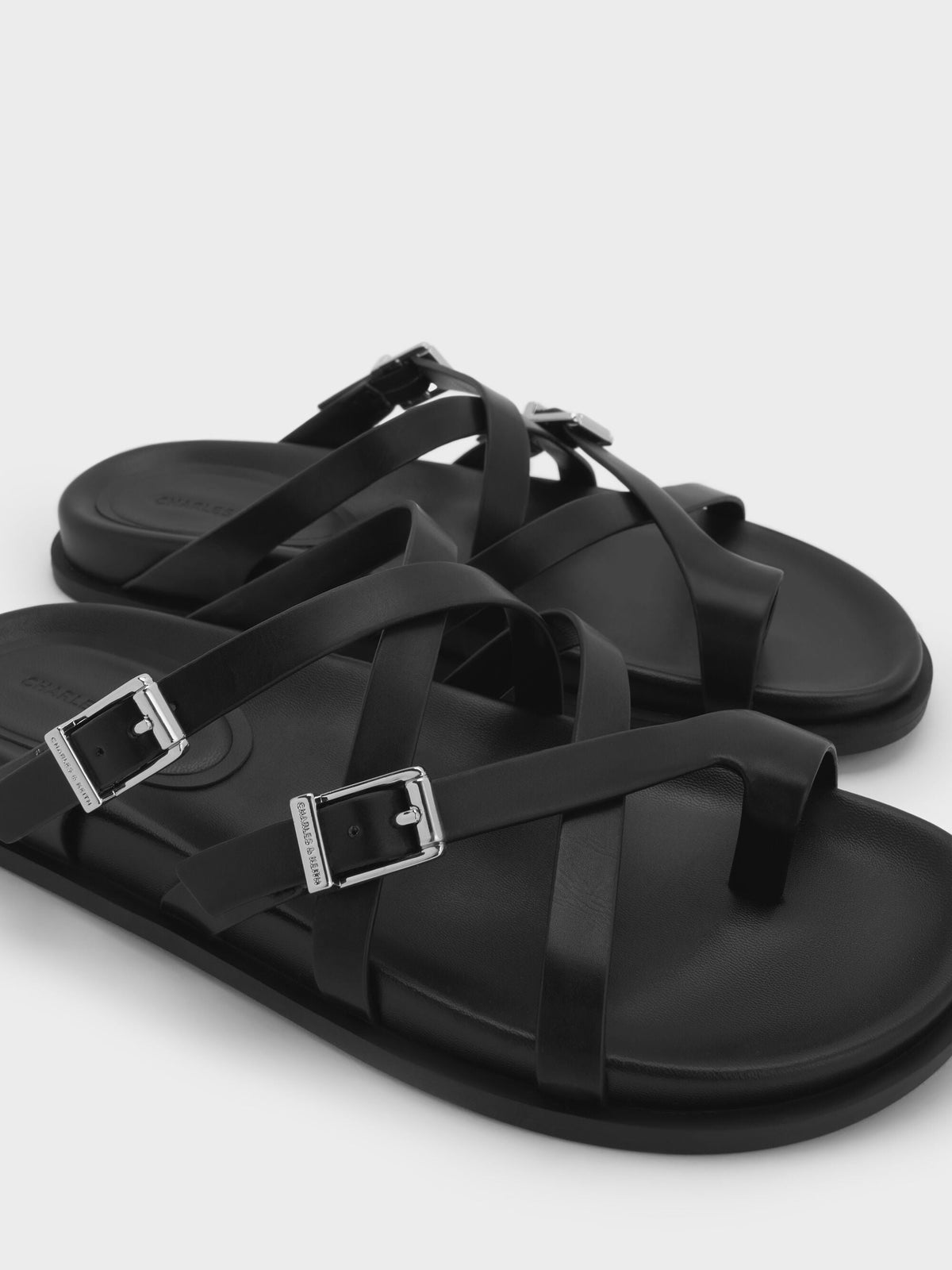 CHARLES & KEITH Signature | Crossover Toe-Ring Sandals - Black