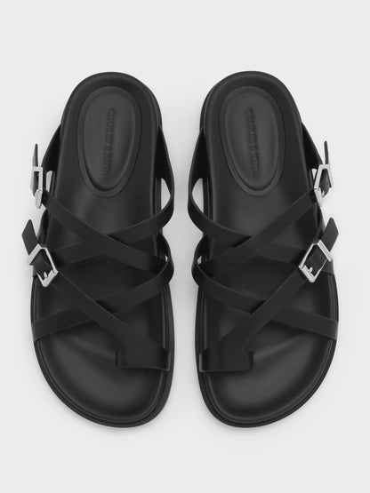 CHARLES & KEITH Signature | Crossover Toe-Ring Sandals - Black