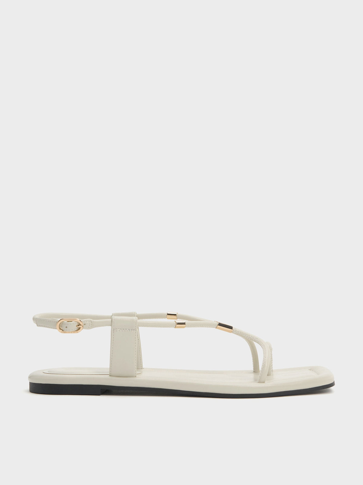 CHARLES & KEITH Exclusive | Metallic-Accent Toe-Ring Sandals - Chalk