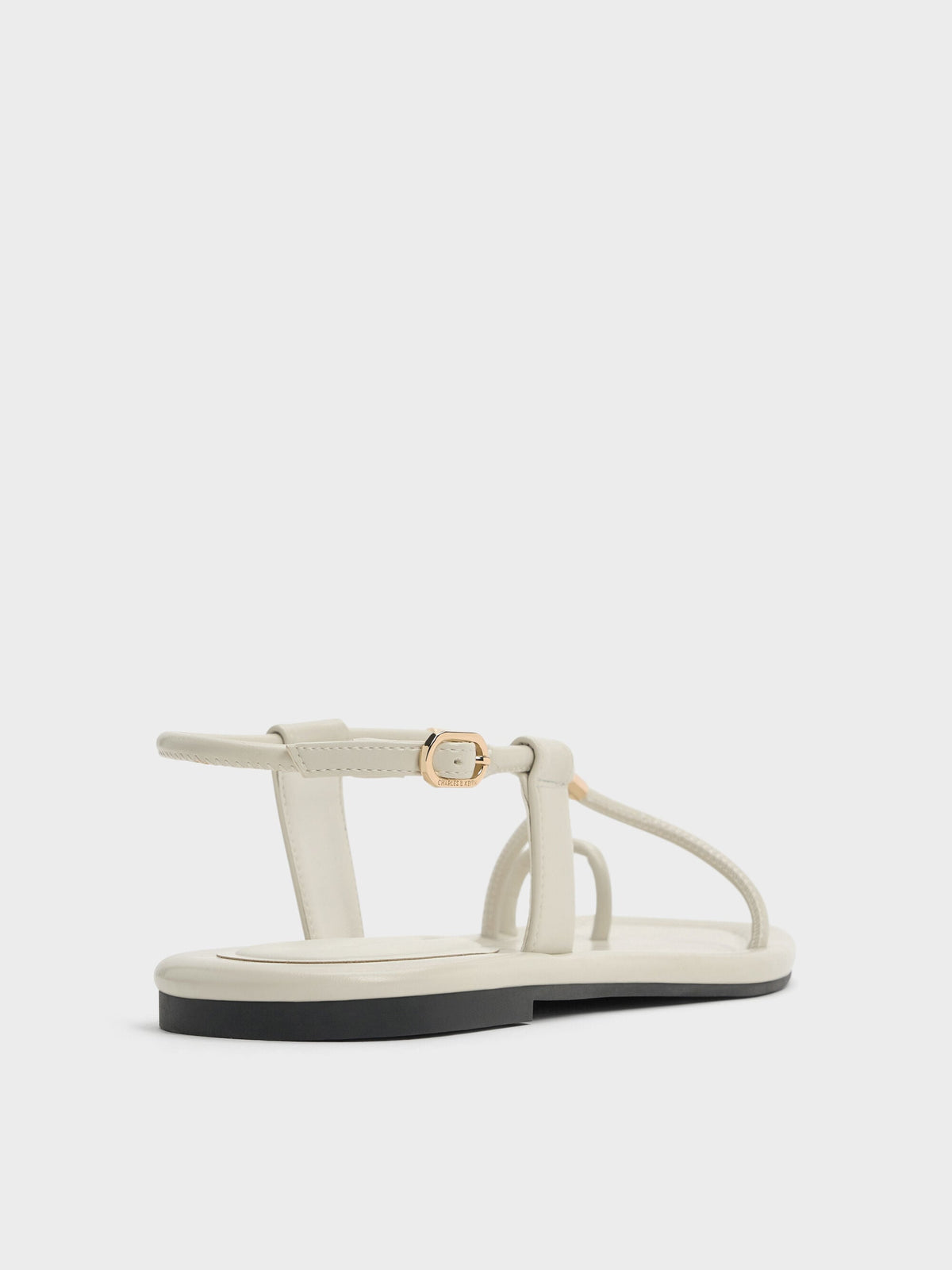 CHARLES & KEITH Exclusive | Metallic-Accent Toe-Ring Sandals - Chalk
