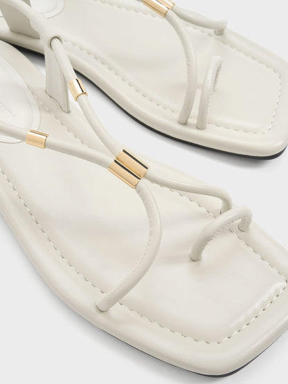 CHARLES & KEITH Exclusive | Metallic-Accent Toe-Ring Sandals - Chalk