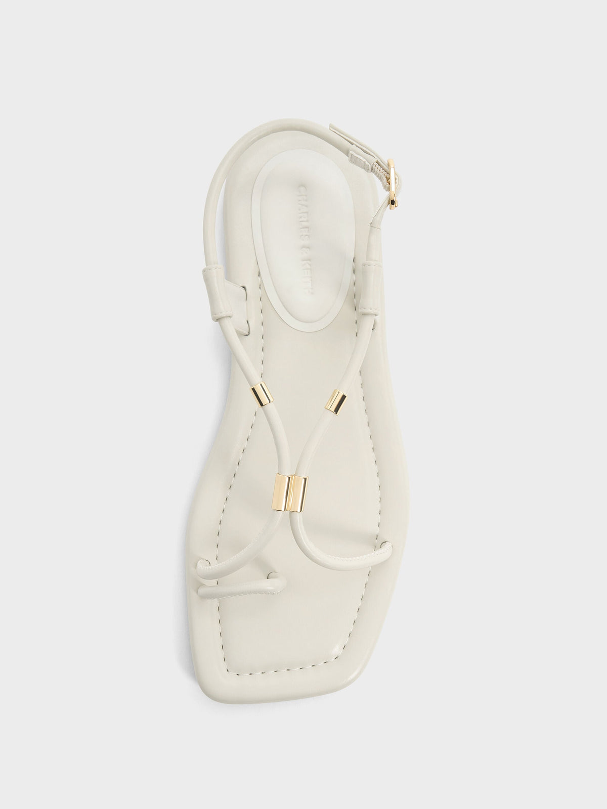 CHARLES & KEITH Exclusive | Metallic-Accent Toe-Ring Sandals - Chalk