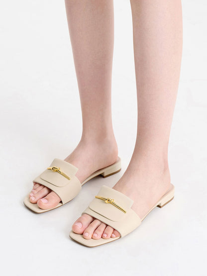 CHARLES & KEITH Special Offer | Knotted Accent Slide Sandals - Chalk