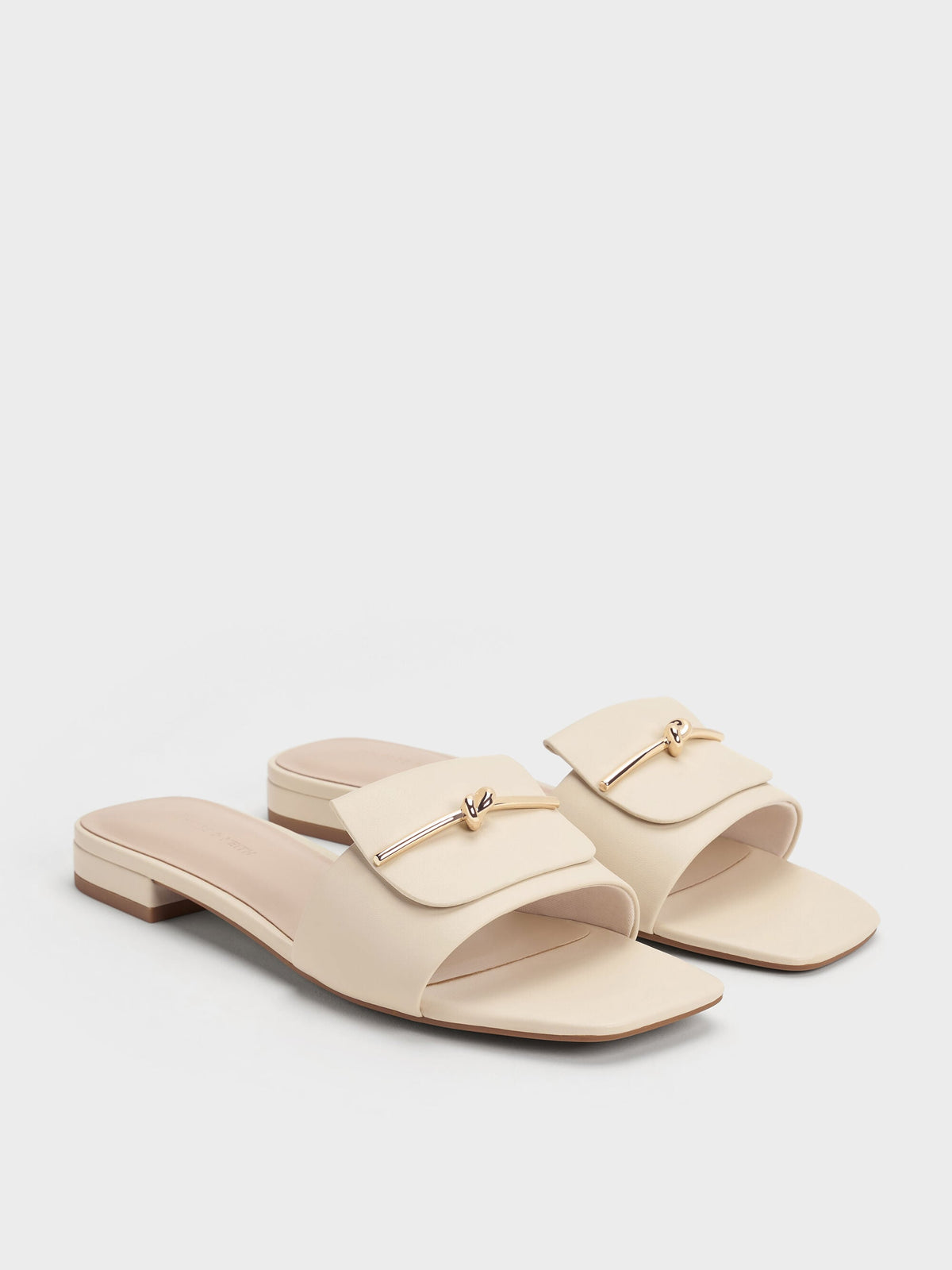 CHARLES & KEITH Special Offer | Knotted Accent Slide Sandals - Chalk