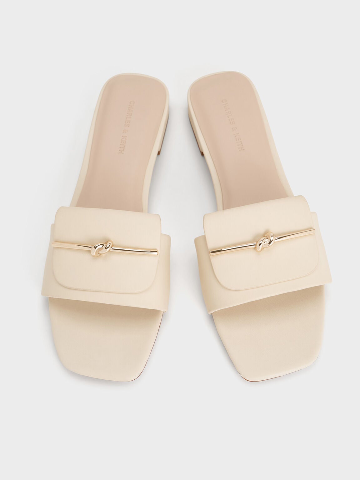 CHARLES & KEITH Special Offer | Knotted Accent Slide Sandals - Chalk