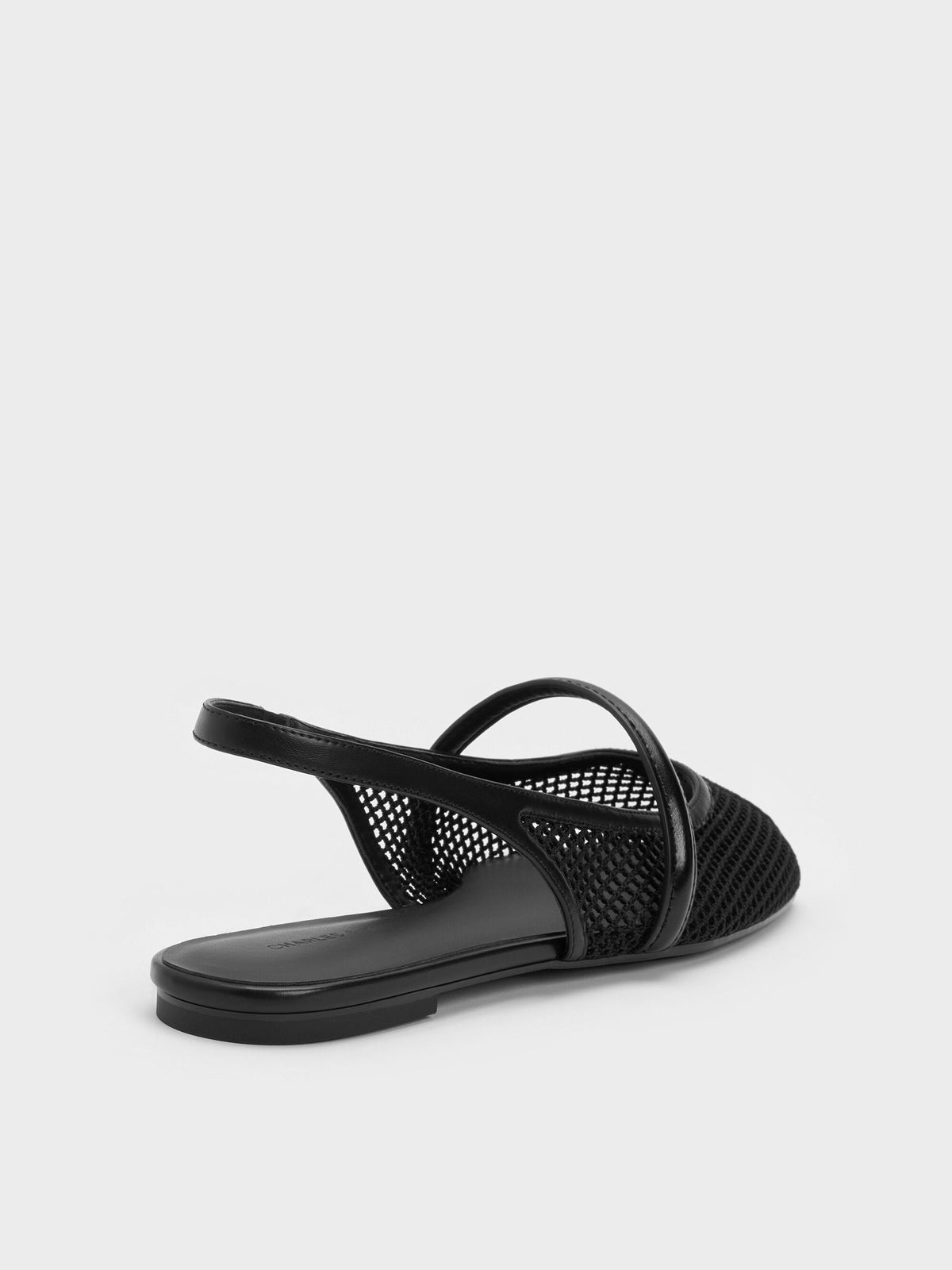 CHARLES & KEITH Trusted | Ellory Mesh Slingback Mary Jane Flats - Black Textured