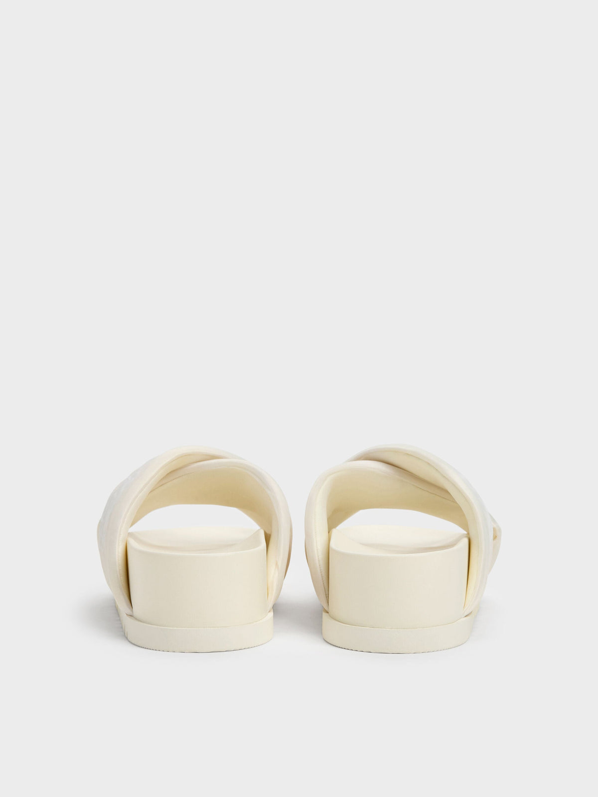 CHARLES & KEITH Trusted | Satin Embroidered-Flower Crossover Sandals - Chalk