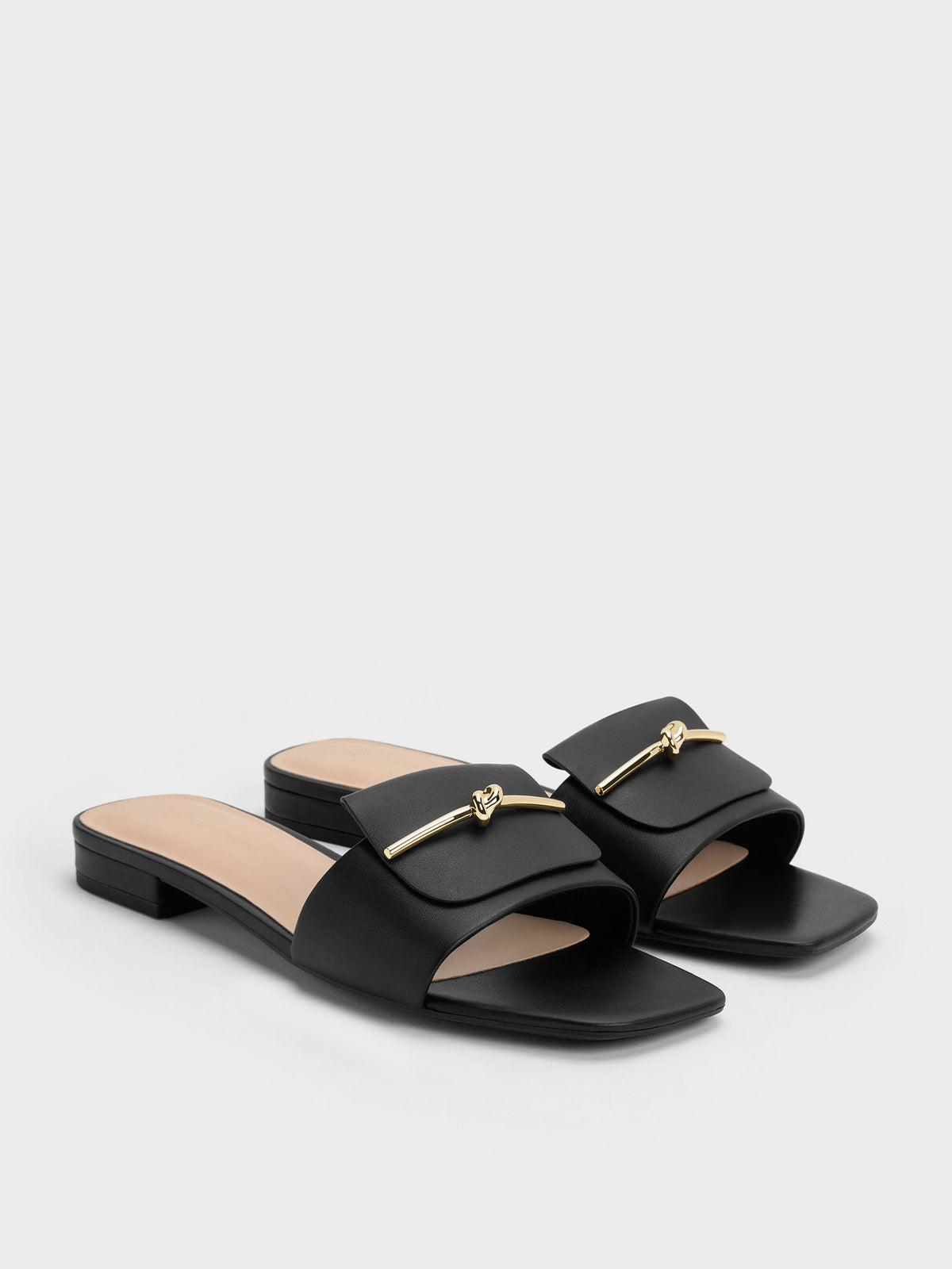CHARLES & KEITH Discount | Knotted Accent Slide Sandals - Black