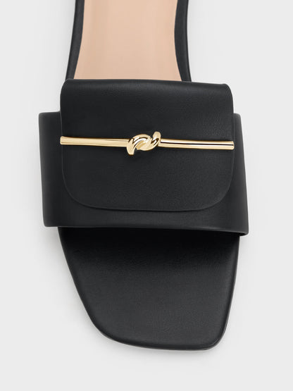 CHARLES & KEITH Discount | Knotted Accent Slide Sandals - Black