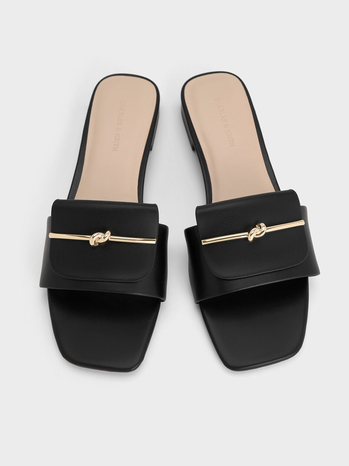 CHARLES & KEITH Discount | Knotted Accent Slide Sandals - Black