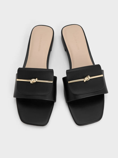 CHARLES & KEITH Discount | Knotted Accent Slide Sandals - Black