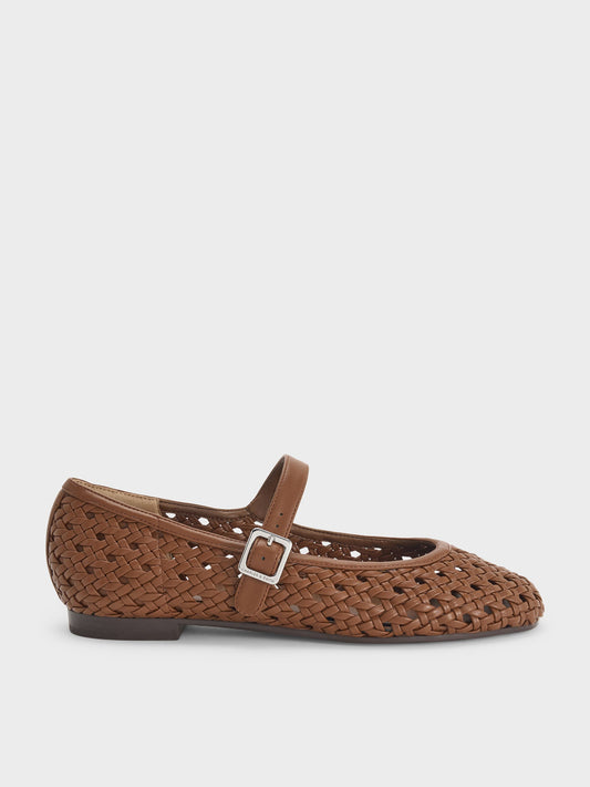 CHARLES & KEITH Best Price | Woven Mary Jane Flats - Brown
