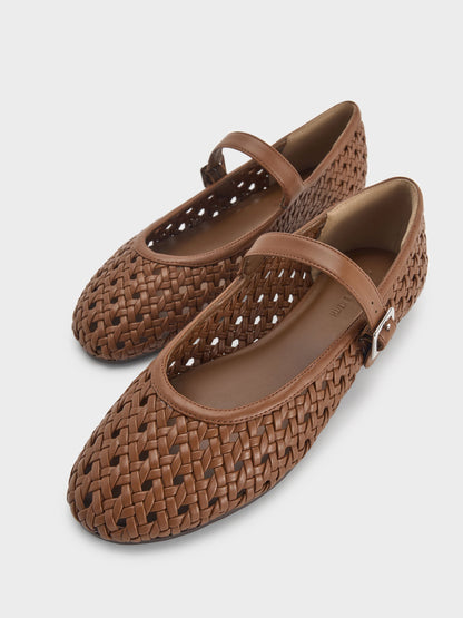 CHARLES & KEITH Best Price | Woven Mary Jane Flats - Brown