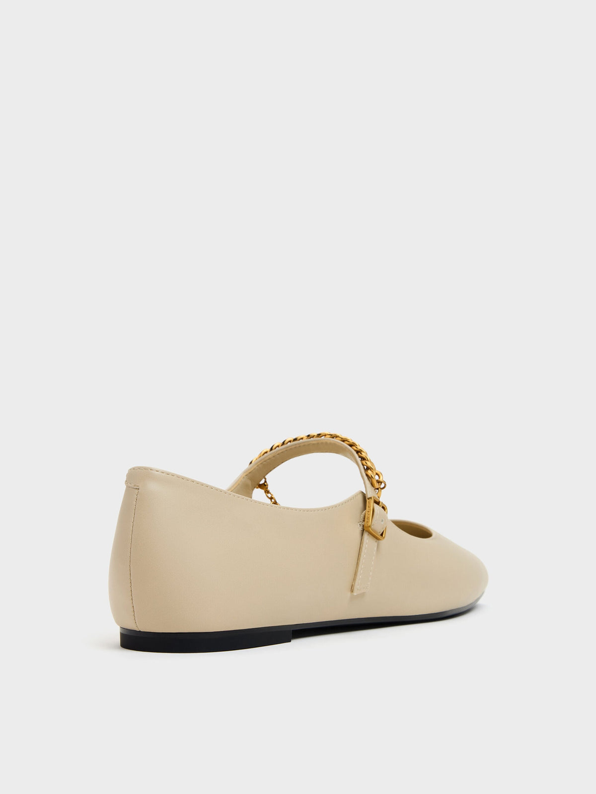 CHARLES & KEITH Signature | Double-Chain Charm Mary Jane Flats - Chalk