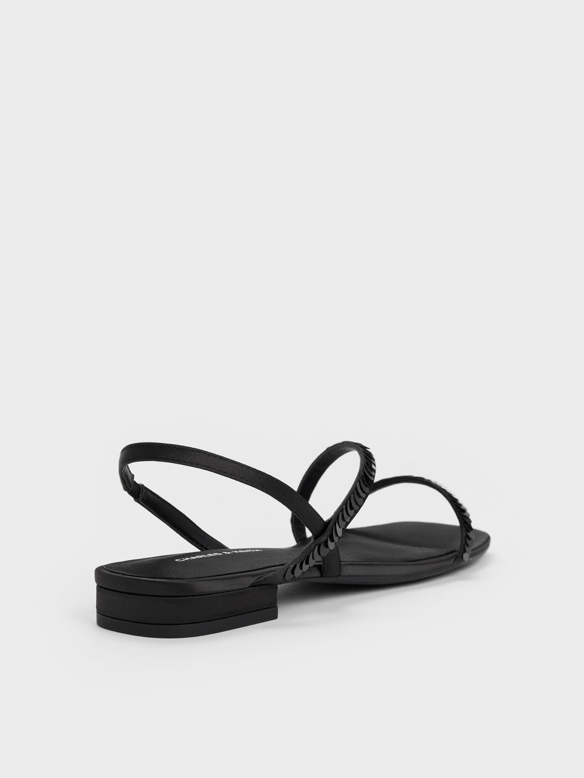 CHARLES & KEITH Featured | Briella Sequinned Strappy Sandals - Black Textured