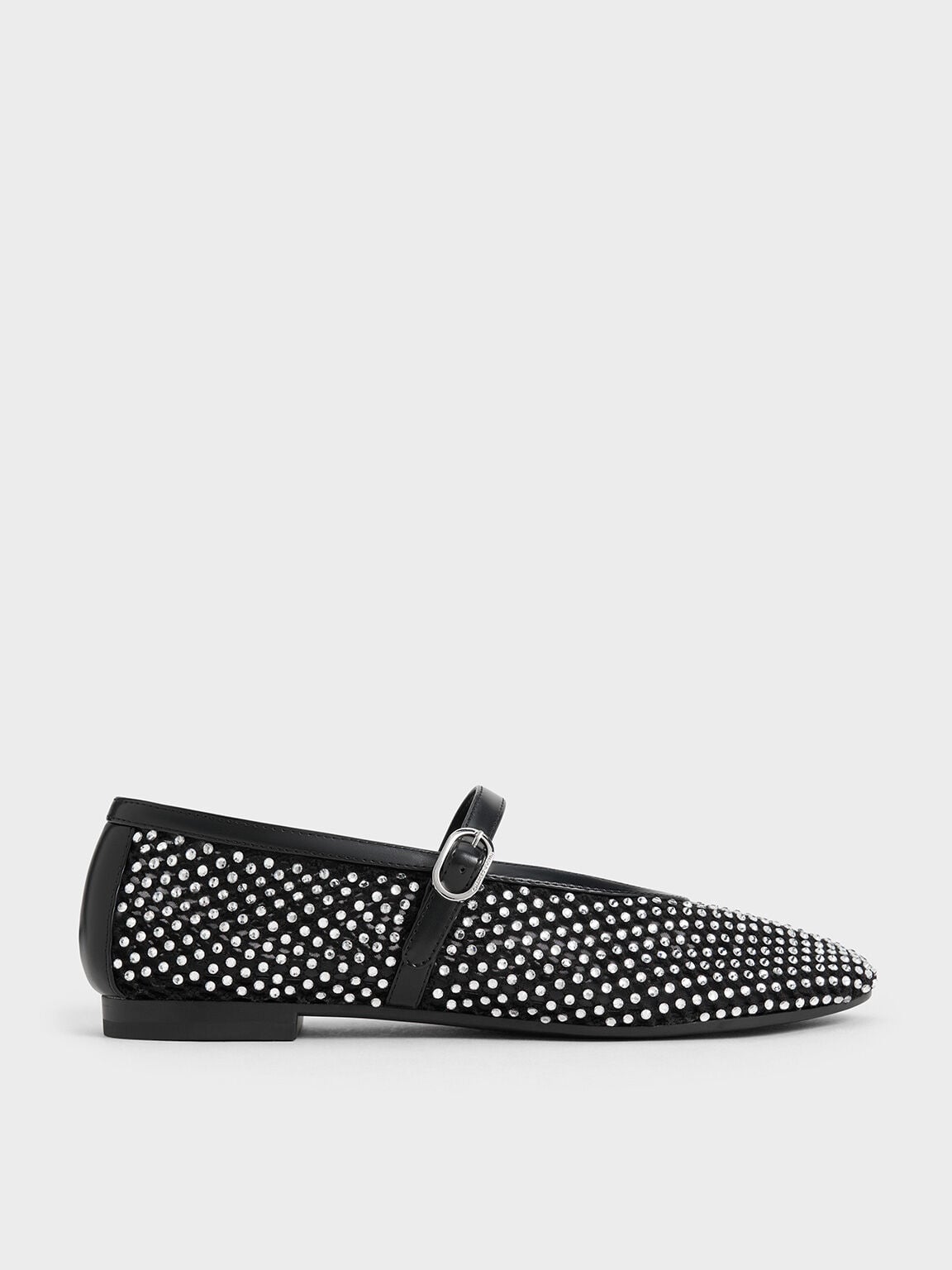 CHARLES & KEITH Classic | Maggie Mesh Crystal Mary Janes - Black