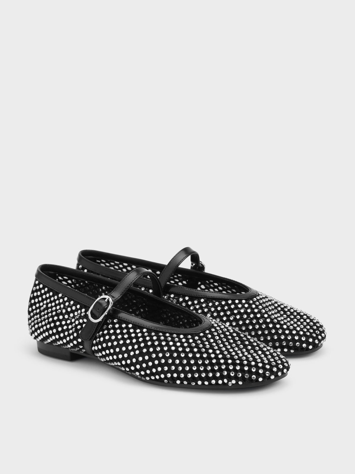 CHARLES & KEITH Classic | Maggie Mesh Crystal Mary Janes - Black