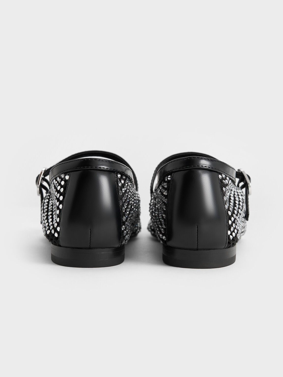 CHARLES & KEITH Classic | Maggie Mesh Crystal Mary Janes - Black