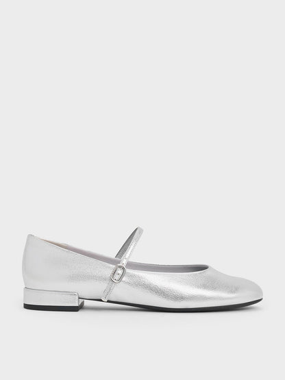CHARLES & KEITH Customer Favorite | Gertrude Metallic Mary Janes - Silver