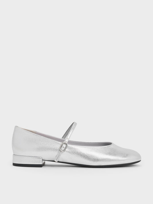 CHARLES & KEITH Customer Favorite | Gertrude Metallic Mary Janes - Silver
