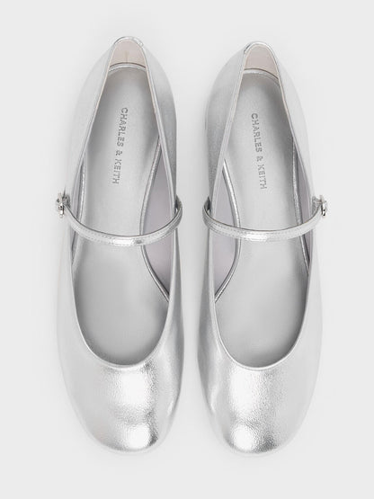 CHARLES & KEITH Customer Favorite | Gertrude Metallic Mary Janes - Silver