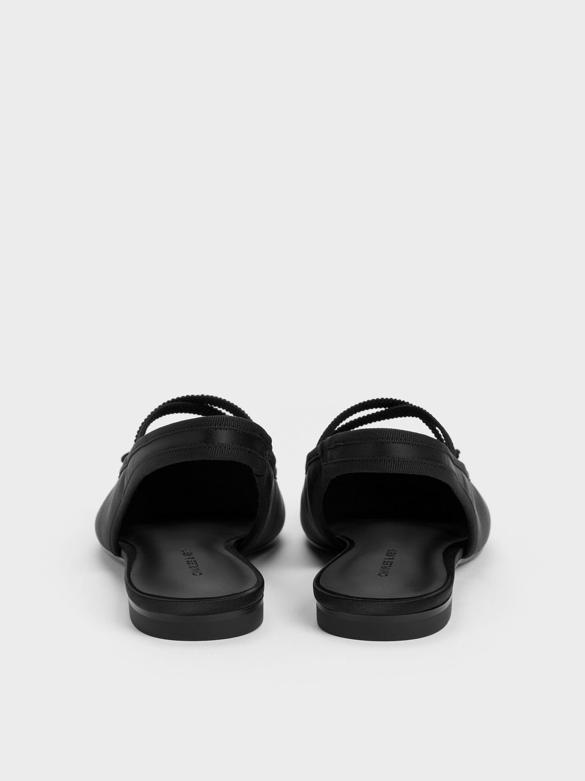 CHARLES & KEITH New | Satin Crossover Slingback Ballet Flats - Black Textured