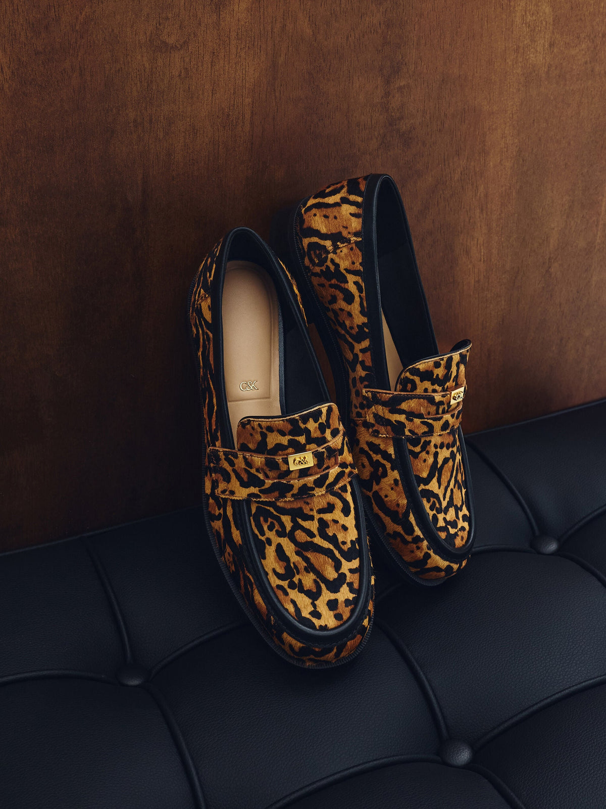 CHARLES & KEITH Latest | Georgina Calf Hair Leopard-Print Penny Loafers - Animal Print Brown