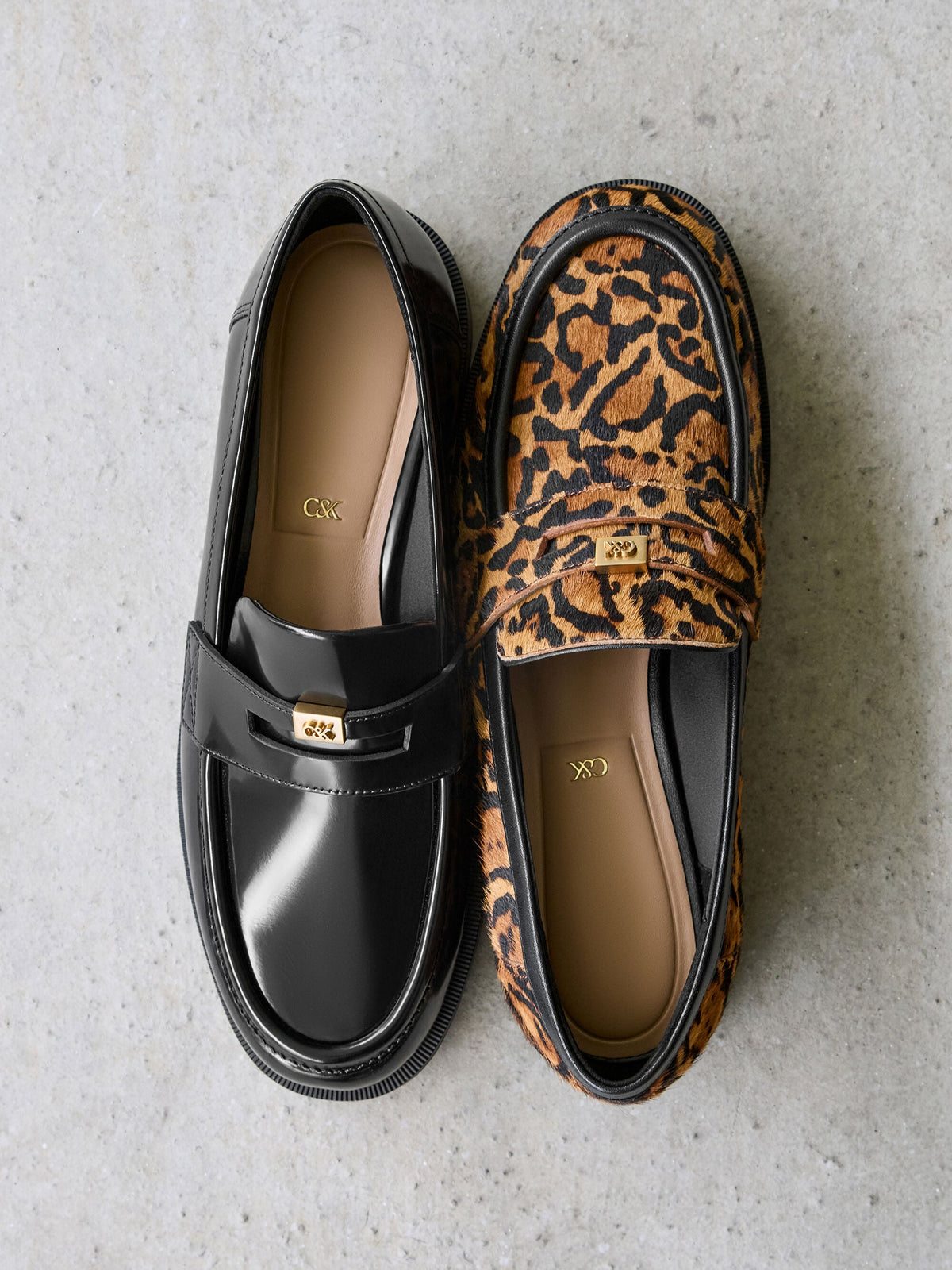 CHARLES & KEITH Latest | Georgina Calf Hair Leopard-Print Penny Loafers - Animal Print Brown