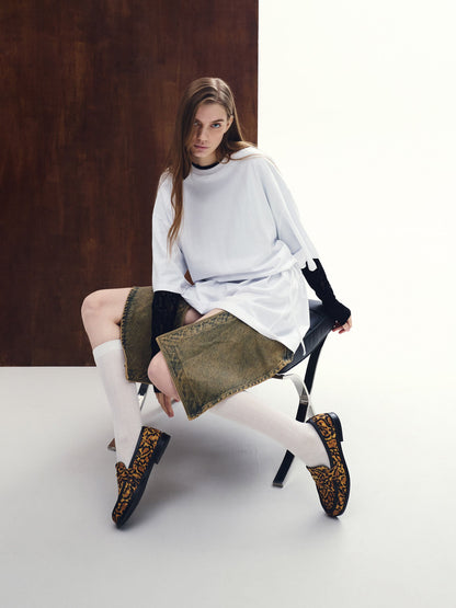 CHARLES & KEITH Latest | Georgina Calf Hair Leopard-Print Penny Loafers - Animal Print Brown