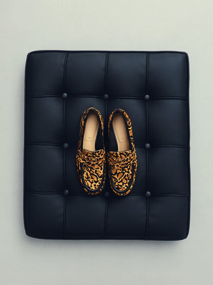 CHARLES & KEITH Latest | Georgina Calf Hair Leopard-Print Penny Loafers - Animal Print Brown