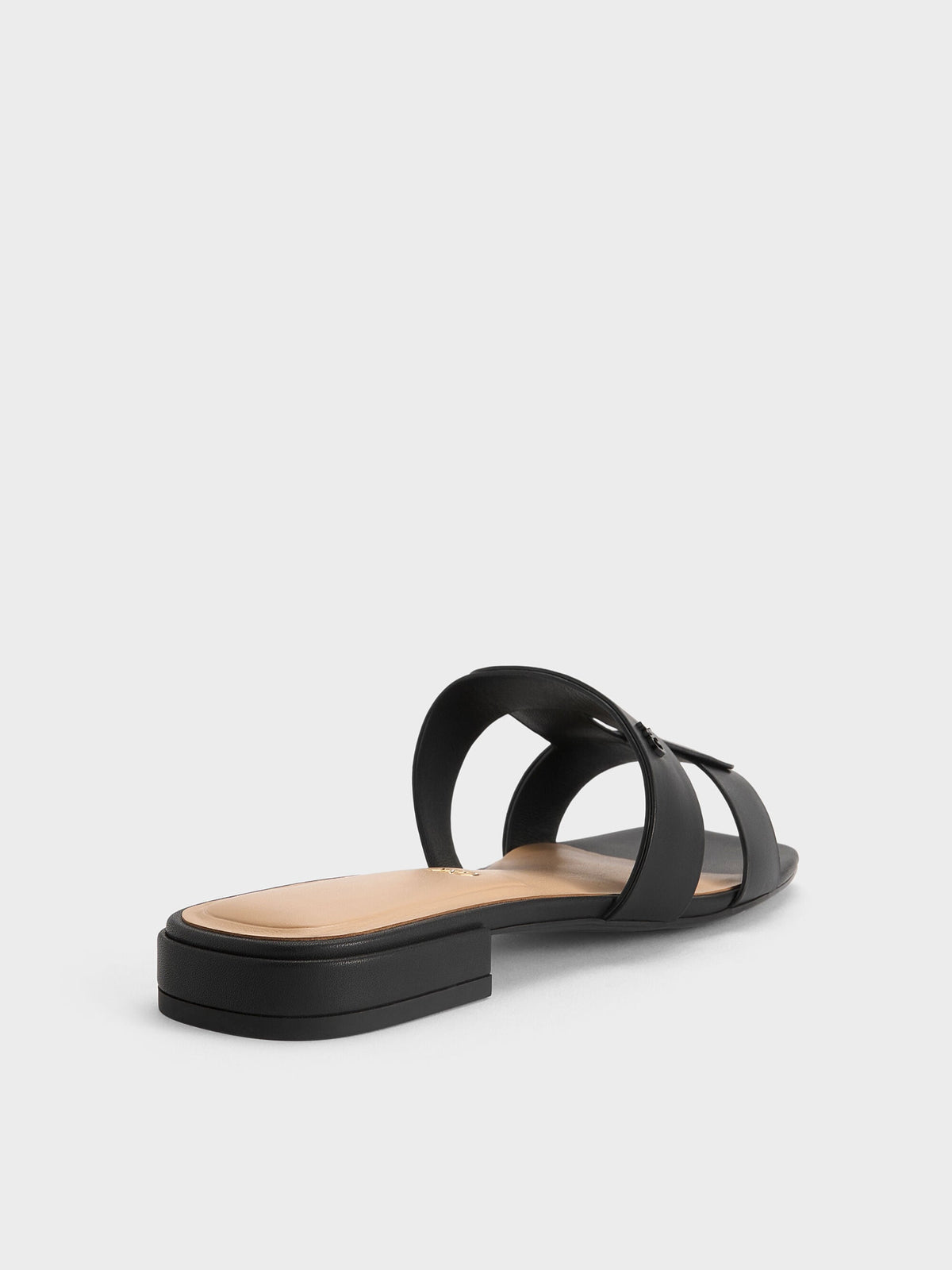 CHARLES & KEITH Classic | Petina Leather Slide Sandals - Black