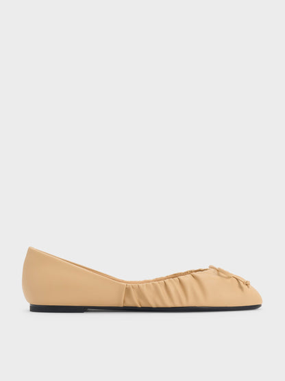 CHARLES & KEITH Special Offer | Ruched Bow Ballet Flats - Sand