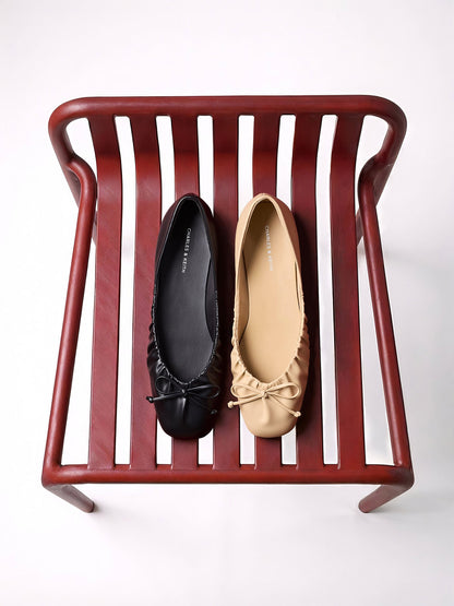 CHARLES & KEITH Special Offer | Ruched Bow Ballet Flats - Sand