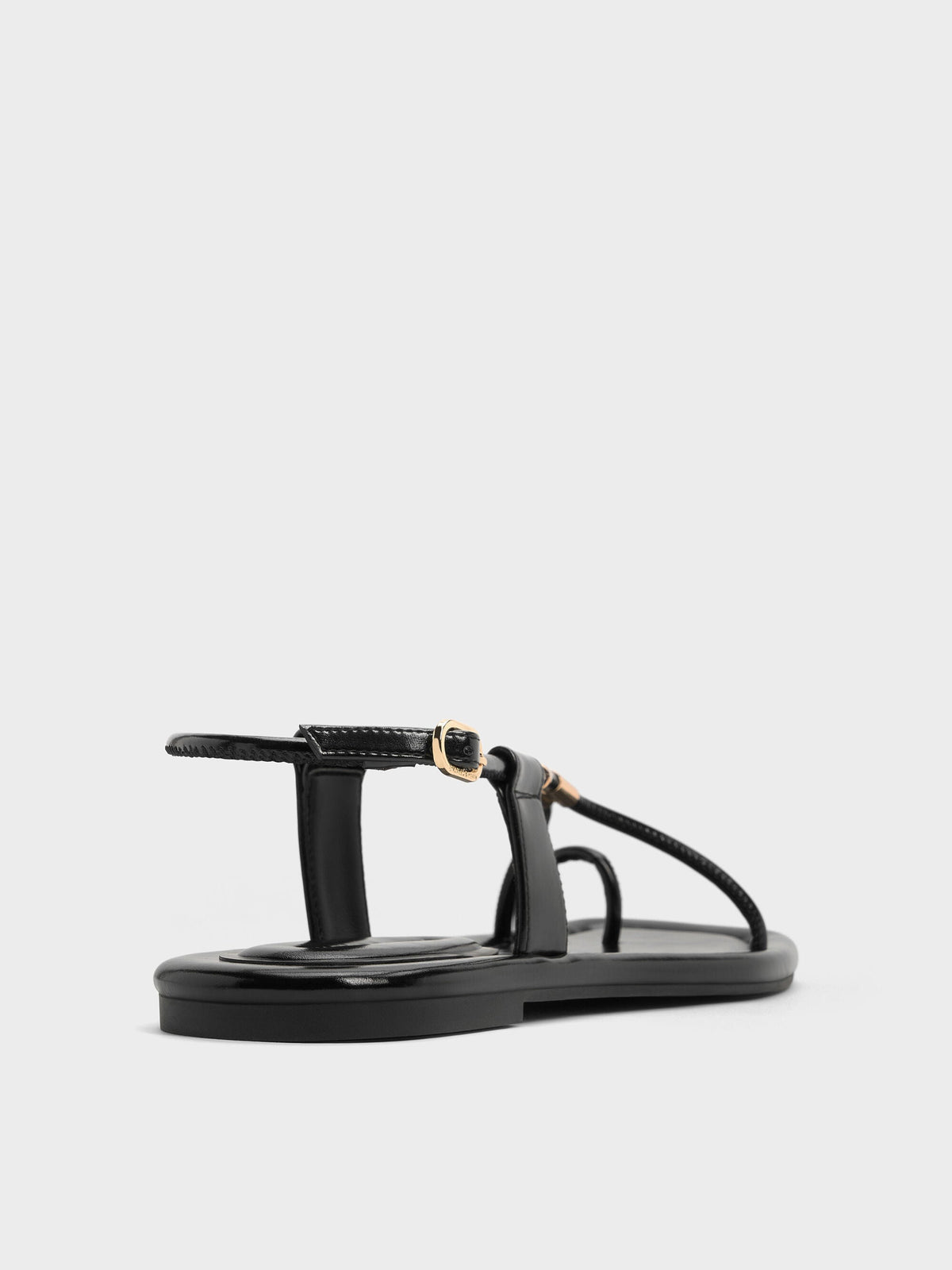 CHARLES & KEITH Value | Metallic-Accent Toe-Ring Sandals - Black
