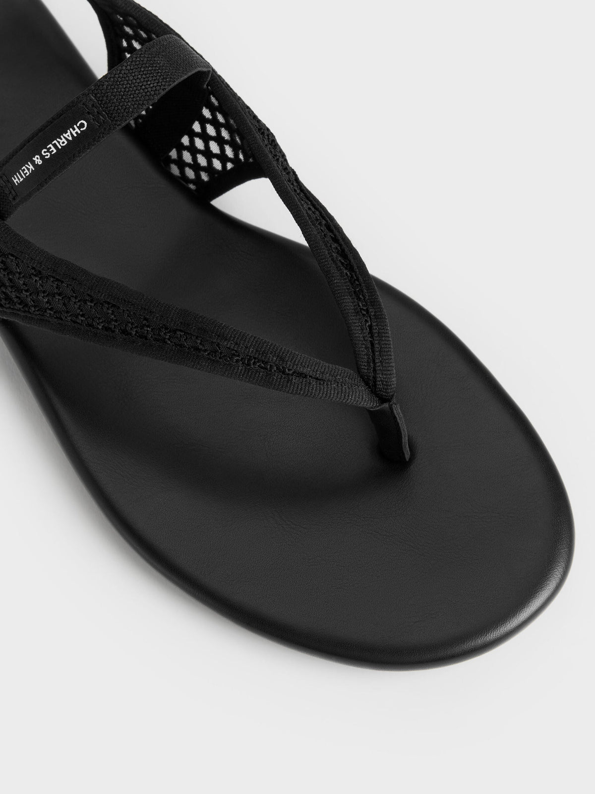 CHARLES & KEITH Sale | Ellory Mesh Thong Slingback Sandals - Black Textured
