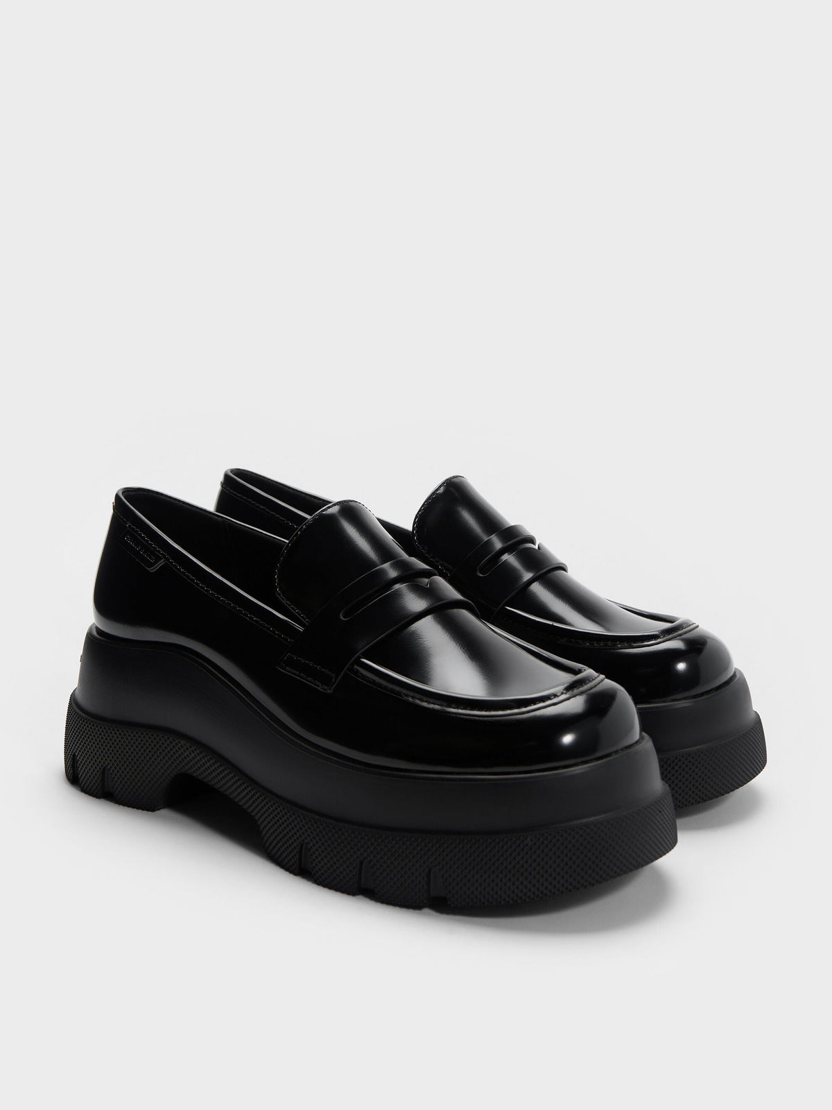 CHARLES & KEITH Latest | Leoi Platform Penny Loafers - Black Box
