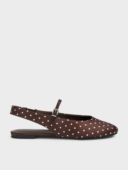 CHARLES & KEITH Best Price | Imani Polka-Dot Slingback Flats - Dark Brown Textured
