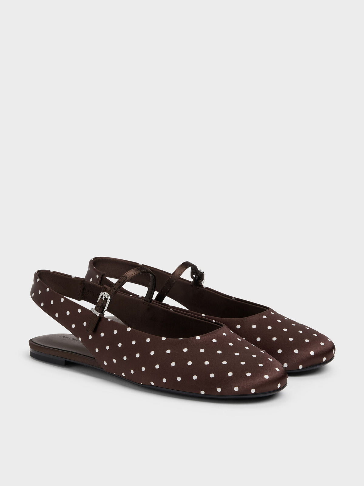 CHARLES & KEITH Best Price | Imani Polka-Dot Slingback Flats - Dark Brown Textured