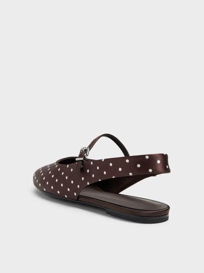 CHARLES & KEITH Best Price | Imani Polka-Dot Slingback Flats - Dark Brown Textured