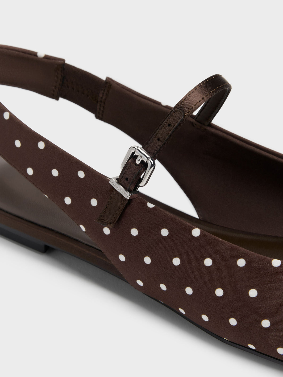 CHARLES & KEITH Best Price | Imani Polka-Dot Slingback Flats - Dark Brown Textured