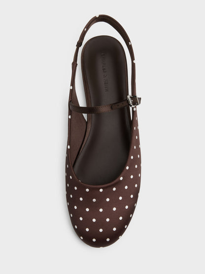 CHARLES & KEITH Best Price | Imani Polka-Dot Slingback Flats - Dark Brown Textured