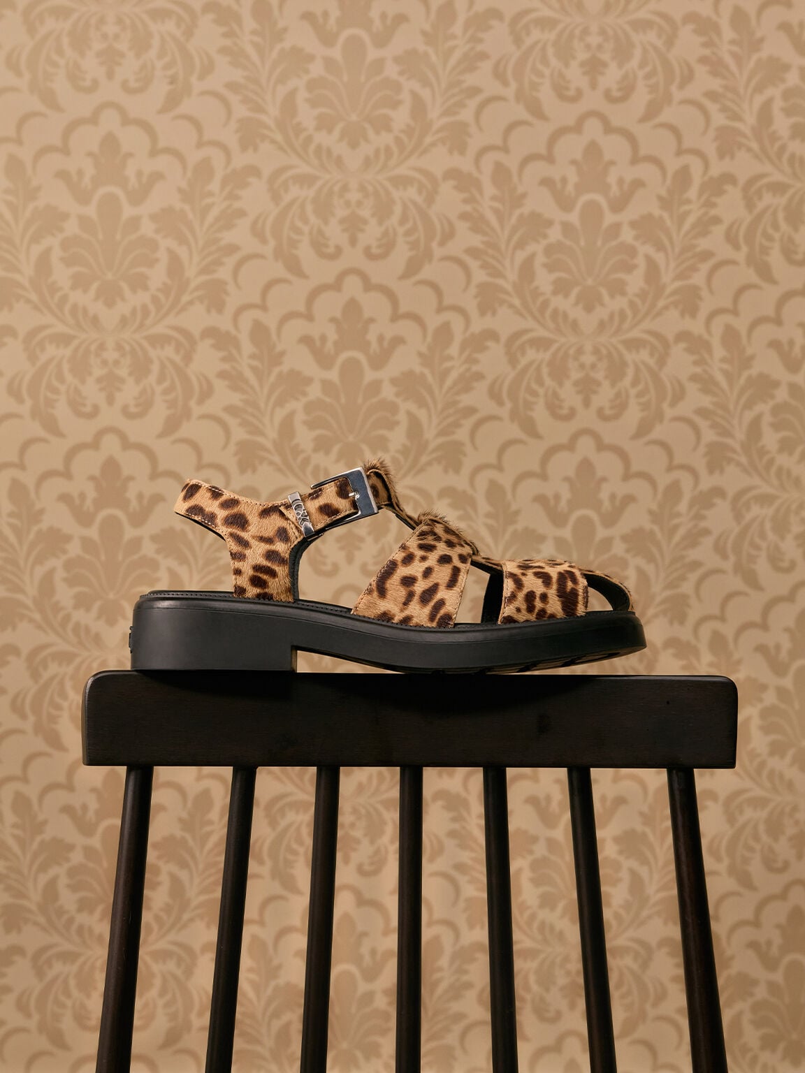 CHARLES & KEITH Classic | Leopard-Print Textured Caged Sandals - Multi