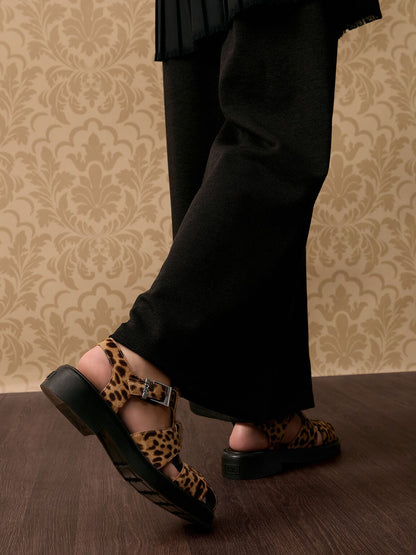 CHARLES & KEITH Classic | Leopard-Print Textured Caged Sandals - Multi