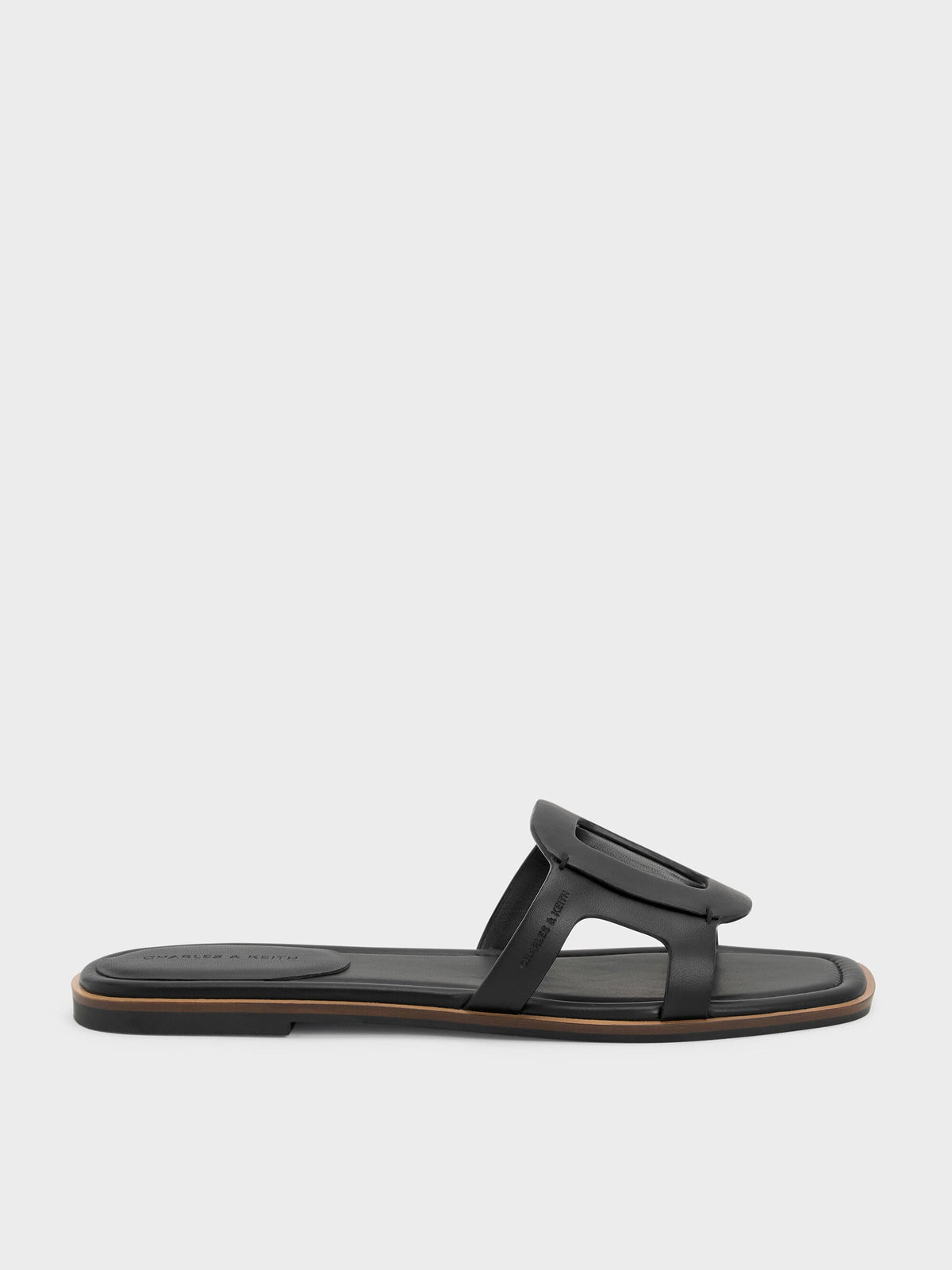 CHARLES & KEITH Trusted | Easley Cut-Out Slide Sandals - Black
