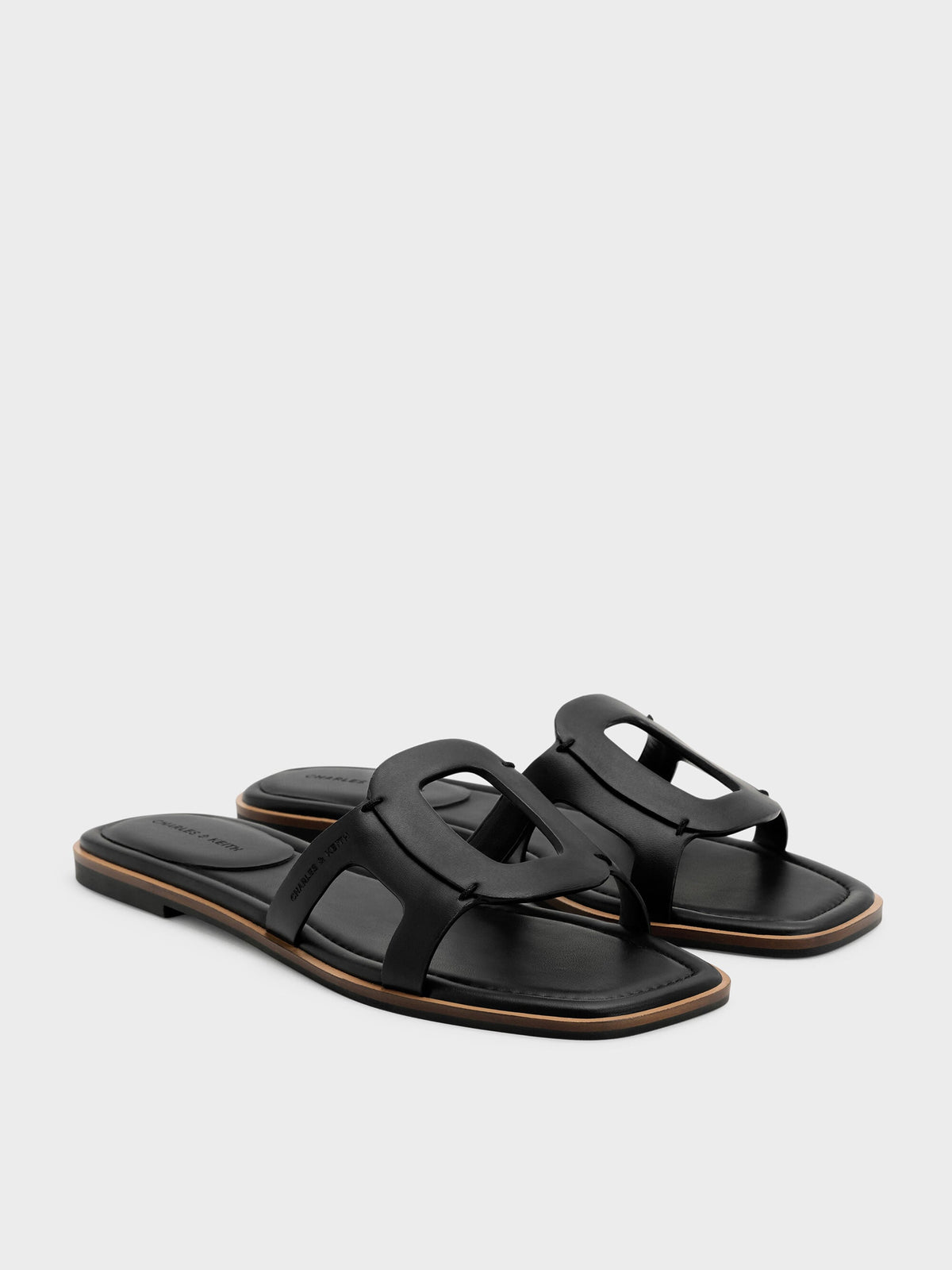 CHARLES & KEITH Trusted | Easley Cut-Out Slide Sandals - Black