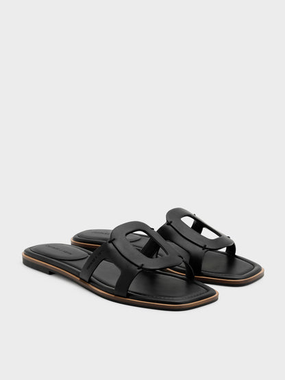 CHARLES & KEITH Trusted | Easley Cut-Out Slide Sandals - Black