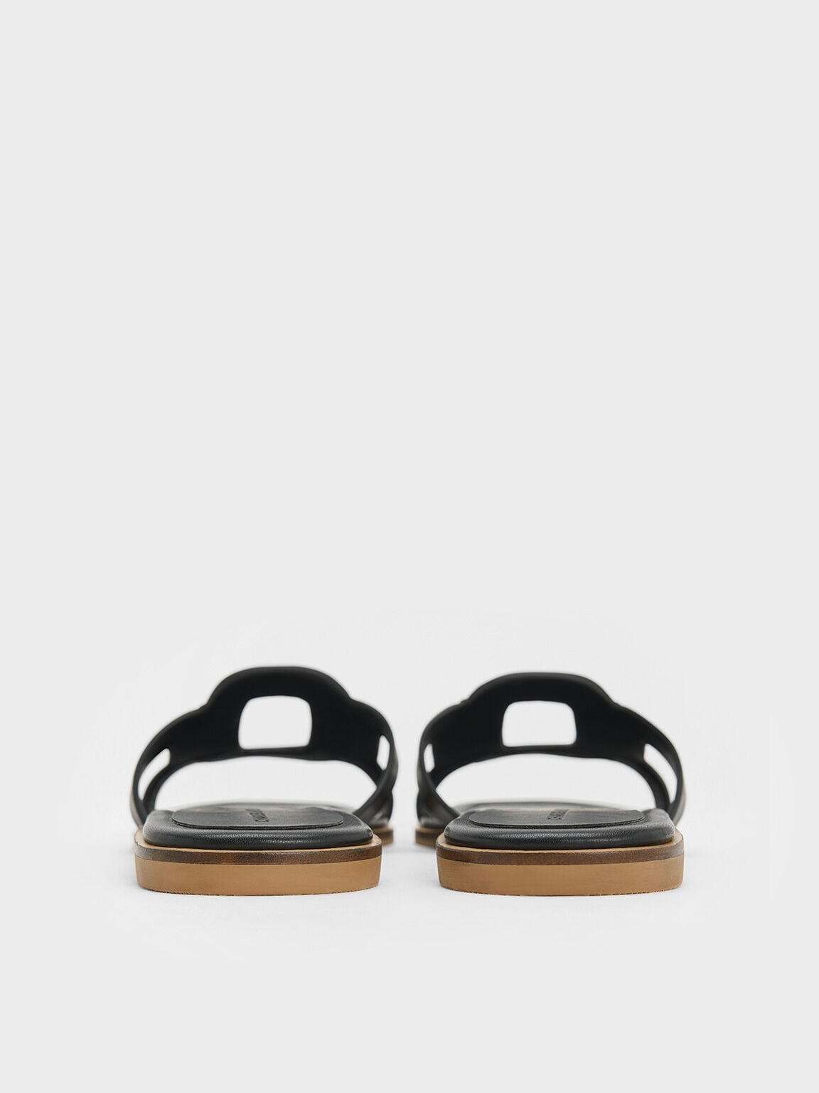 CHARLES & KEITH Trusted | Easley Cut-Out Slide Sandals - Black
