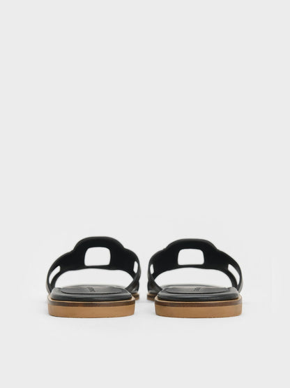 CHARLES & KEITH Trusted | Easley Cut-Out Slide Sandals - Black
