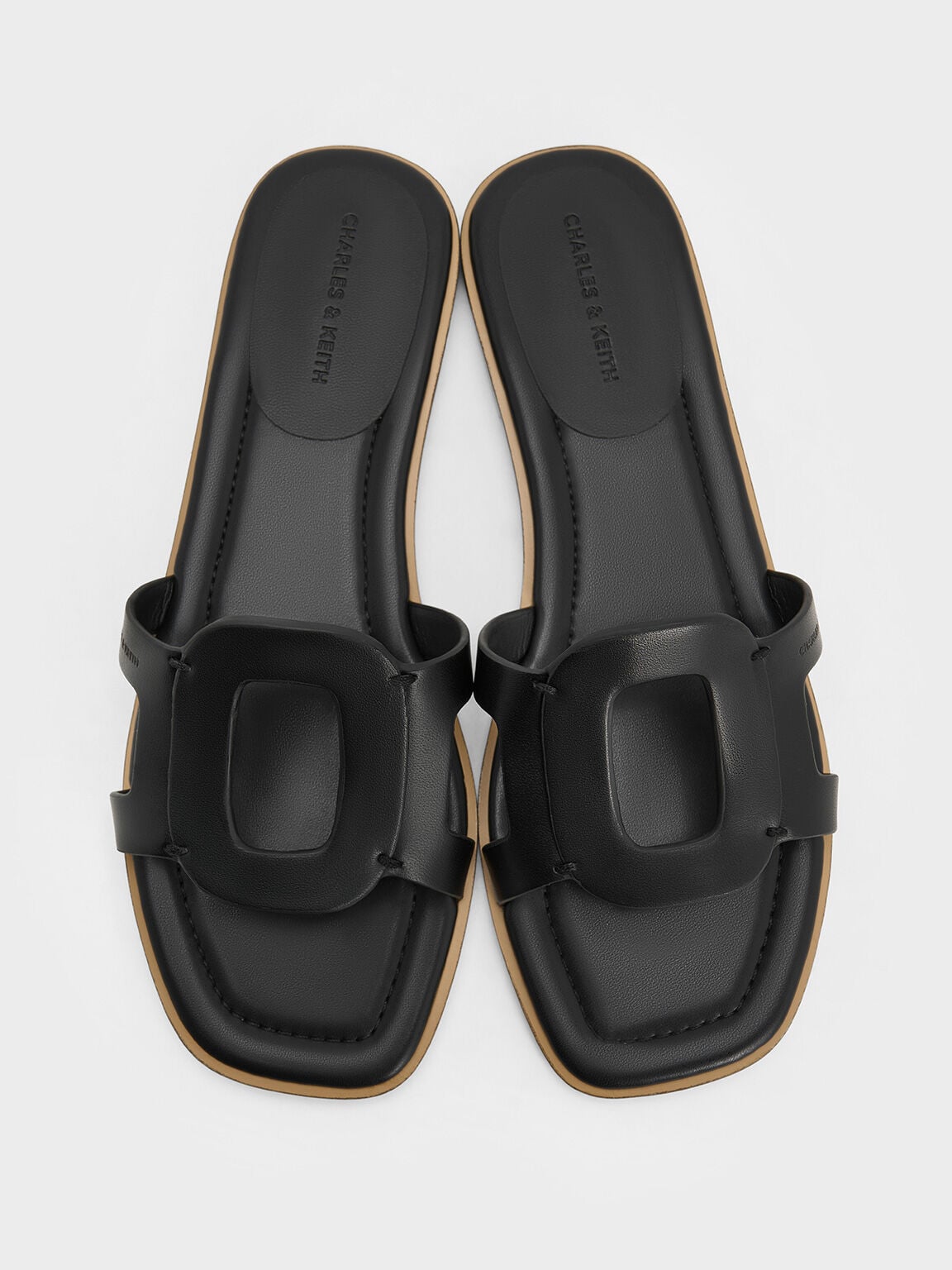 CHARLES & KEITH Trusted | Easley Cut-Out Slide Sandals - Black
