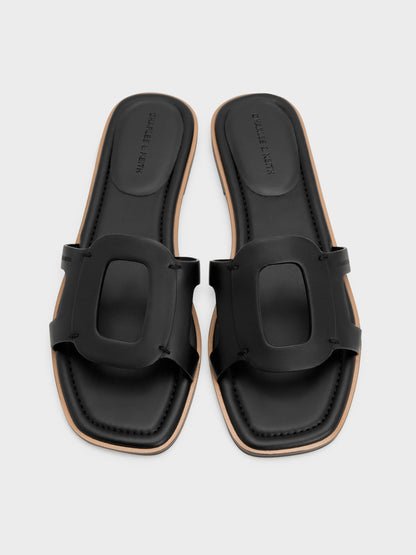 CHARLES & KEITH Trusted | Easley Cut-Out Slide Sandals - Black
